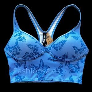 Victorias Secret Pink Active Ultímate Push up Padded Corset Sports Bra butterfly